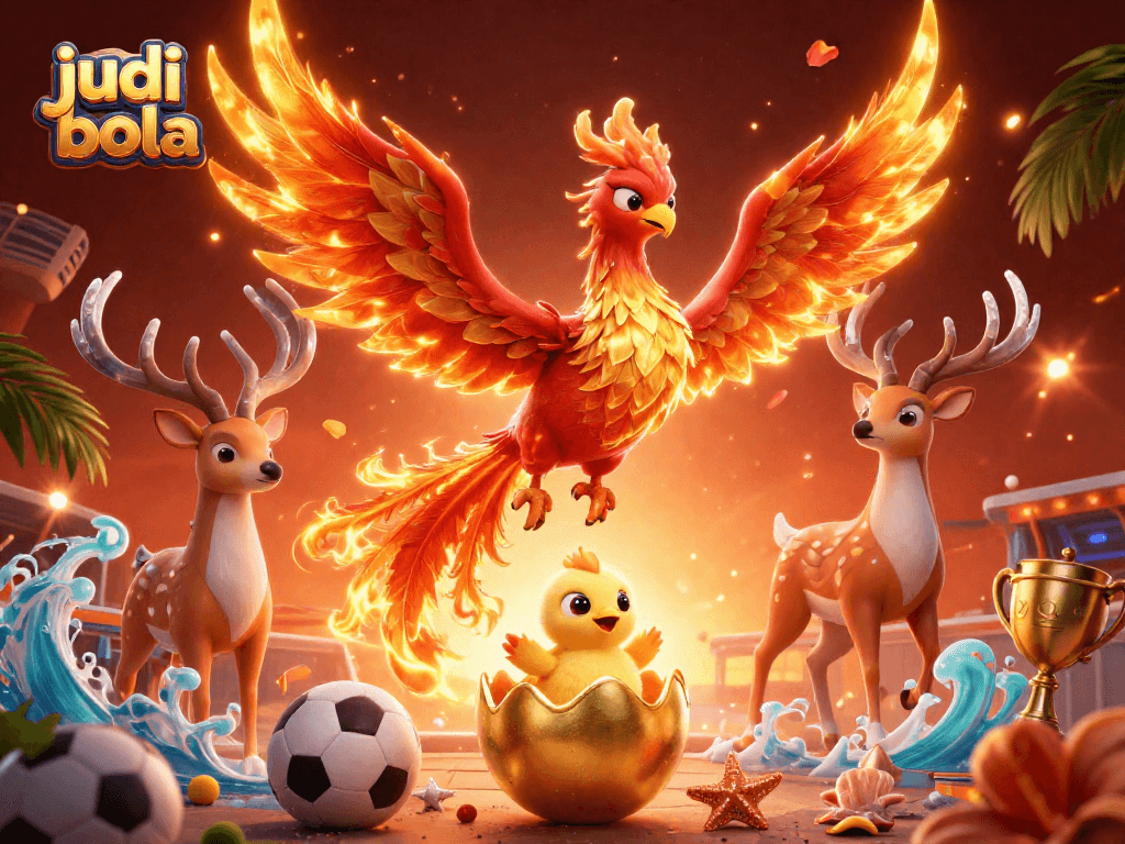Engage in judi bola with thrilling sports betting action, showcasing iconic elements and vibrant details.