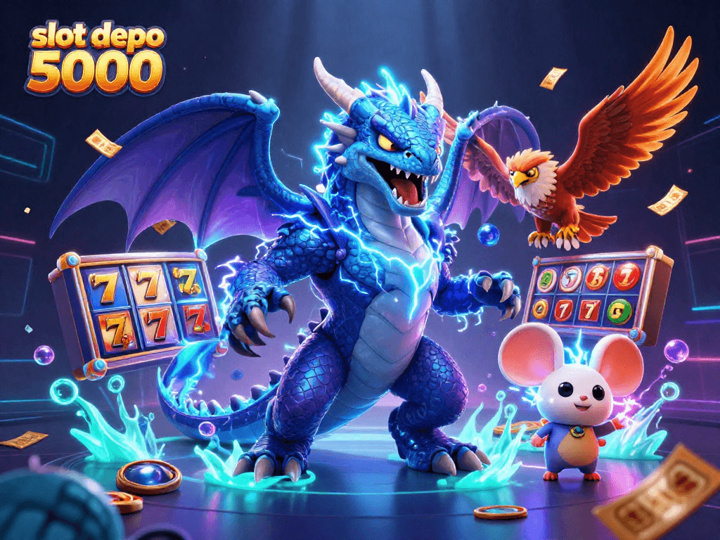 Experience slot depo 5000 with thrilling visuals of jackpots, colorful symbols, and dynamic gameplay.