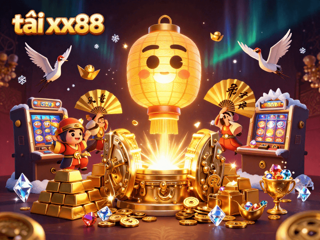 Engage with the vibrant action at tải xx88, featuring a golden lantern spirit and dynamic casino elements.