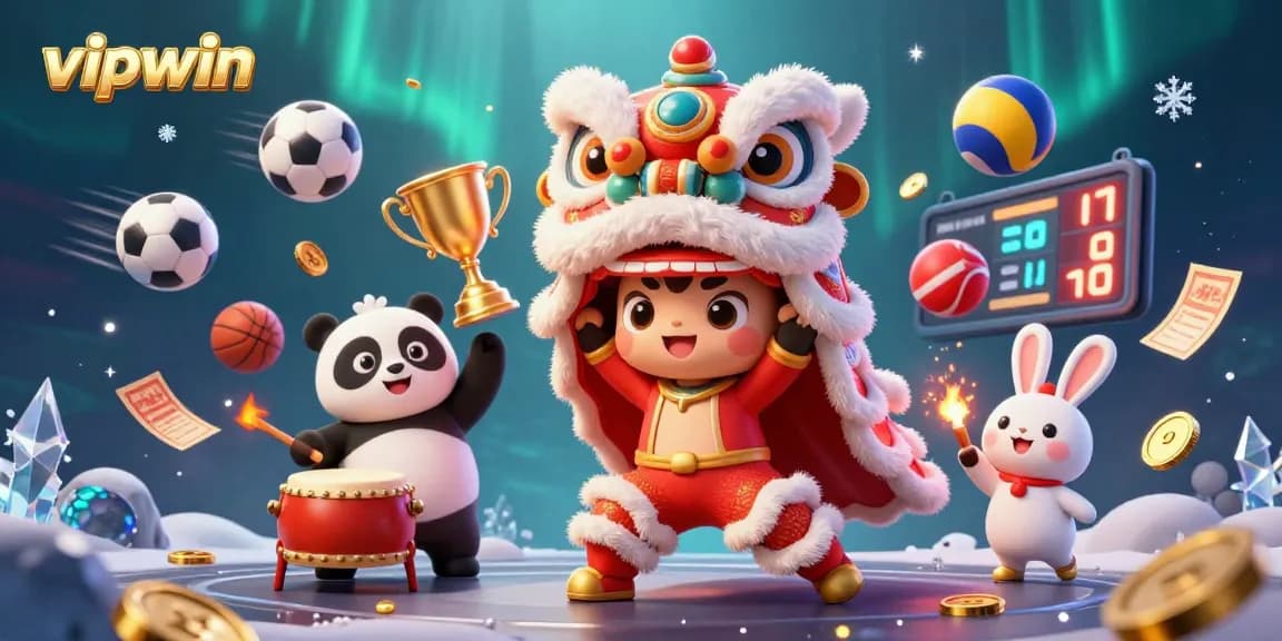 Experience exciting wins at vipwin with a lively casino illustration featuring engaging characters and vibrant game elements.