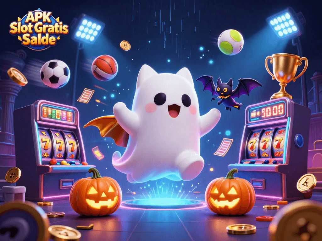 Engage with APK Slot Gratis Saldo in a vibrant ghostly casino adventure full of thrilling game elements.