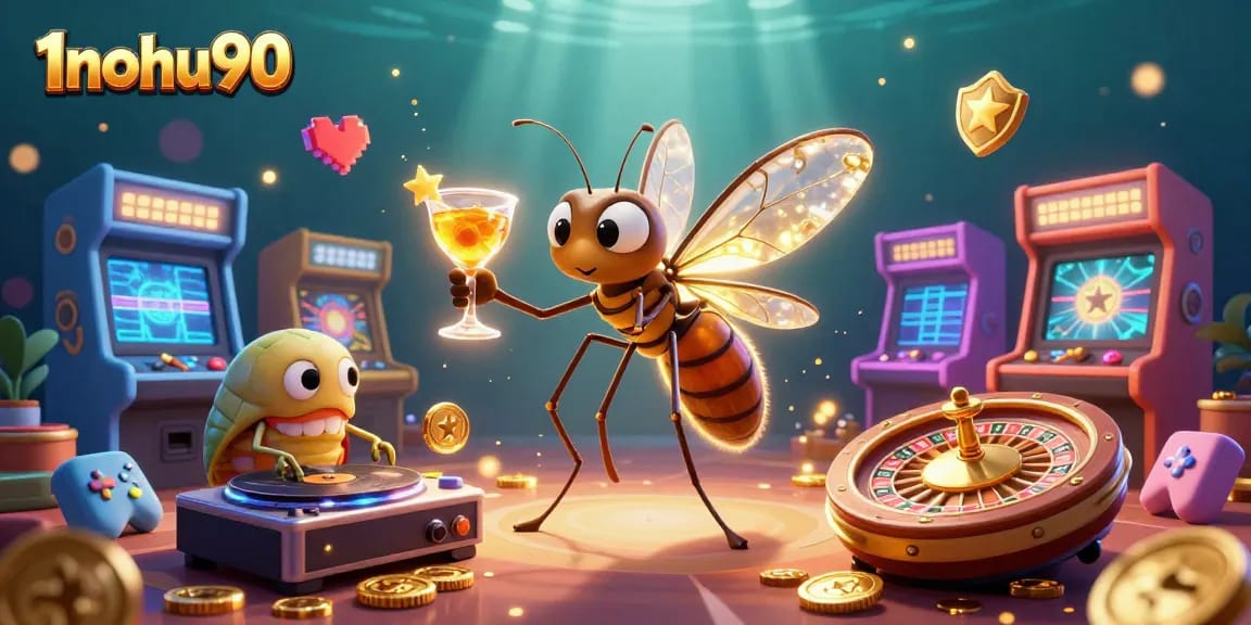 Experience thrilling gameplay at 1nohu90 with vibrant casino characters and gaming elements.