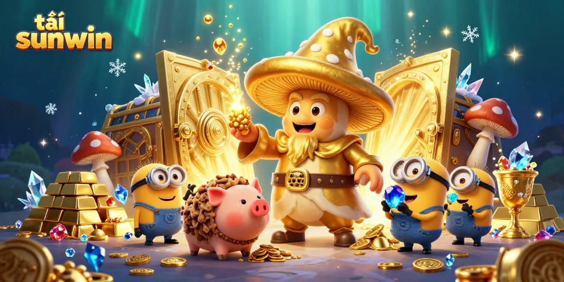 Experience thrilling gaming action with tải sunwin's magical characters in a vibrant casino scene.