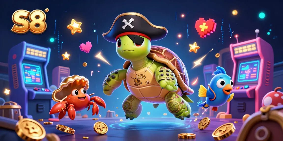 S8 offers exciting casino gaming opportunities with digital arcade elements and vibrant characters.
