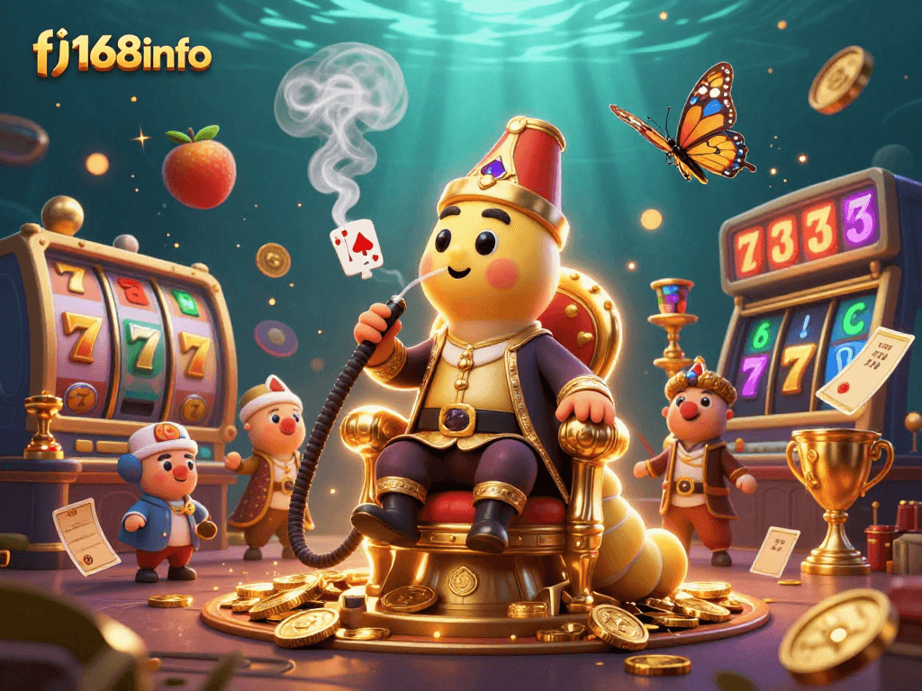 Experience thrilling gameplay with f168info’s vibrant casino illustration full of slot reels and winnings.