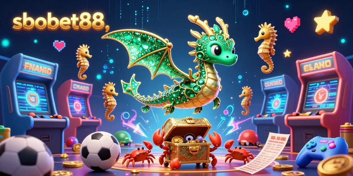 Sbobet88 sports betting scene featuring a sea dragon and dynamic game elements.