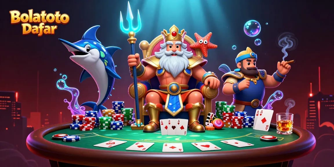 Engage in thrilling poker action with Bolatoto Daftar in vibrant underwater casino scene.