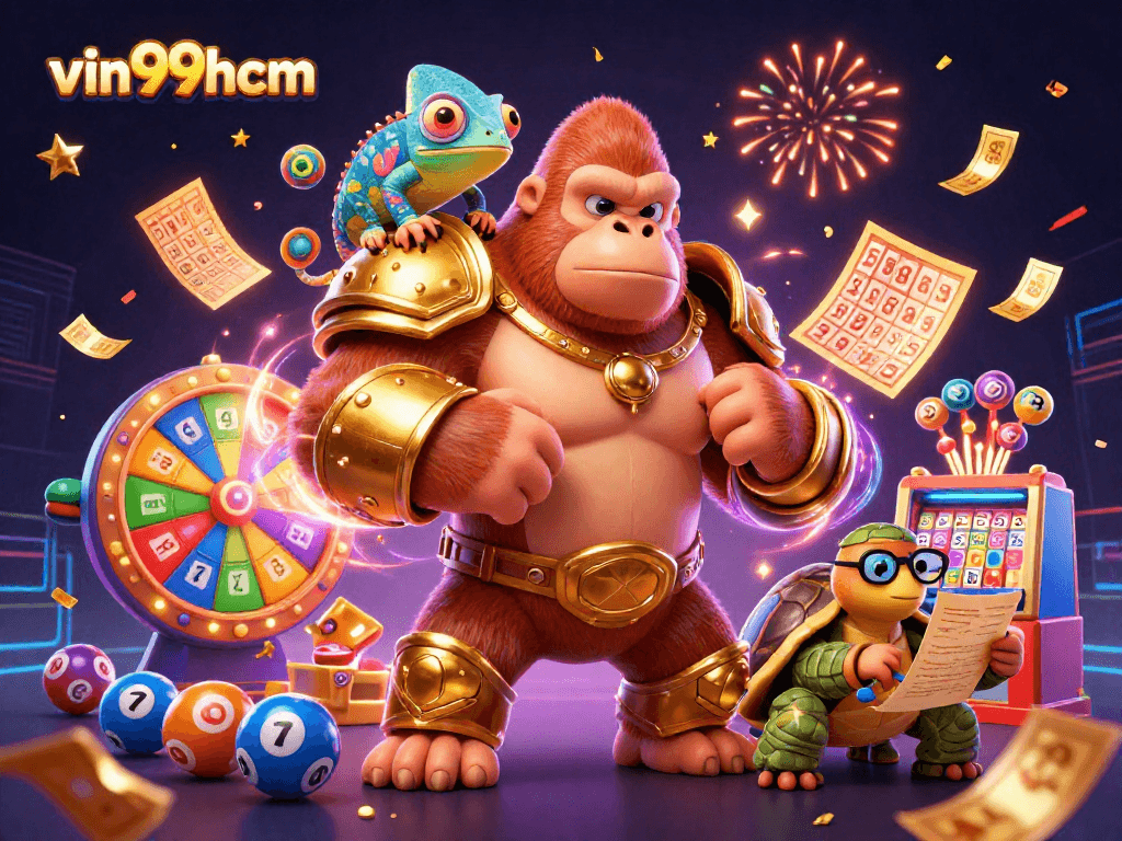 Experience thrilling games at vin99hcm with vibrant elements like lottery balls and lively characters.