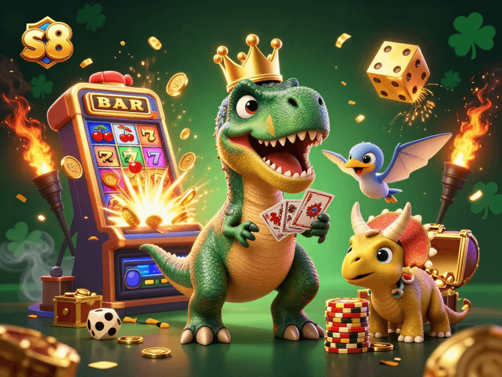 Experience thrilling games at s8 with fantastic cartoon dinosaurs and jackpot riches exhilarating the casino atmosphere.