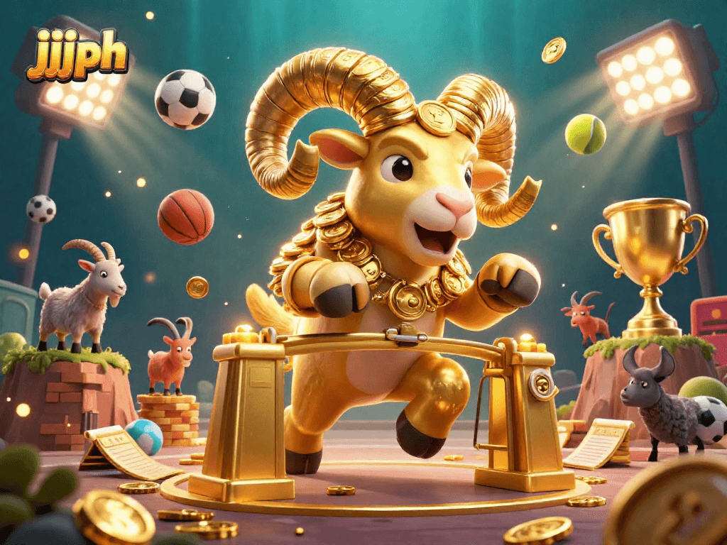 Experience thrilling jjjph sports betting with a charging golden ram and dynamic elements in casino art