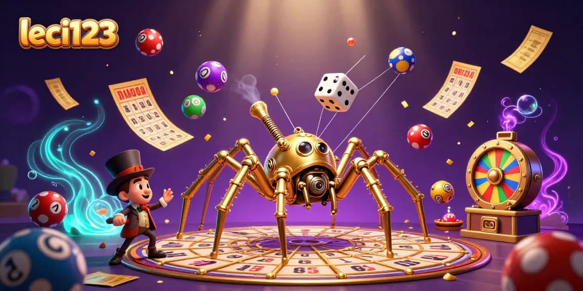 Experience the thrill of leci123 with golden spider webs and colorful lottery elements