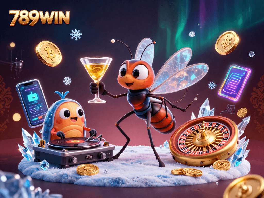 Experience thrilling gameplay with 789WIN in an ultra-detailed casino scene featuring unique characters.