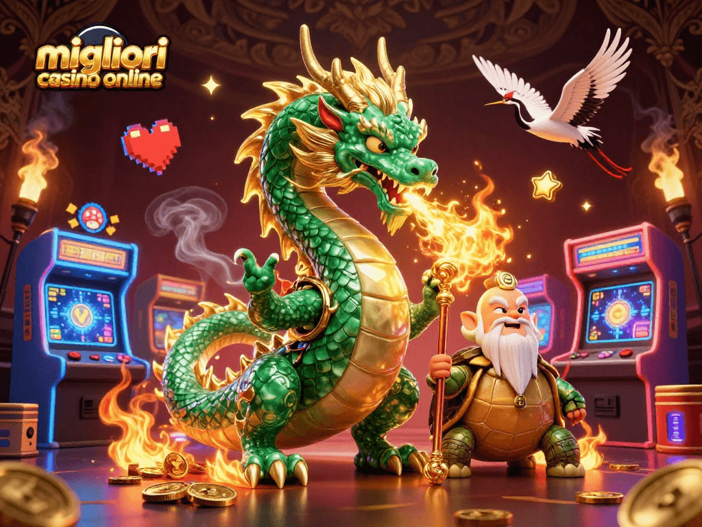 I migliori casino online offrono esperienze di gioco uniche, come mostra l'illustrazione con dragone e saggezza.