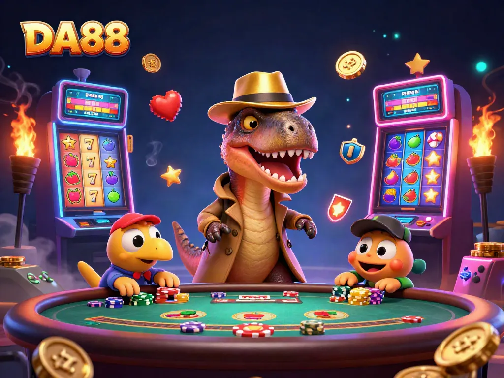 Experience thrilling gameplay with DA88 at the vibrant slots scene featuring colorful characters and dynamic elements.