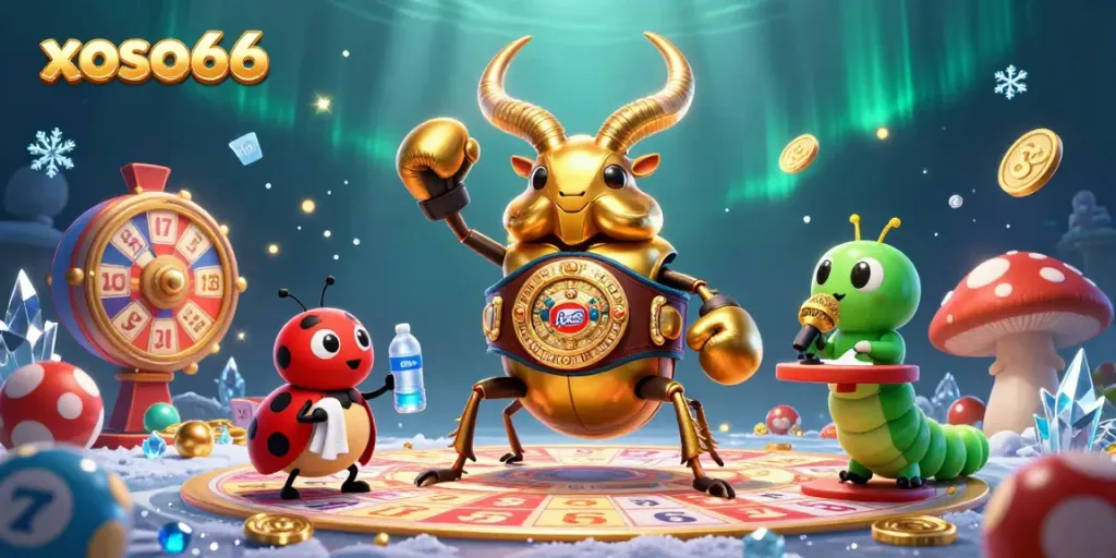 Experience the excitement of xoso66 lottery games with vibrant 3D characters and bright elements in an engaging scene.