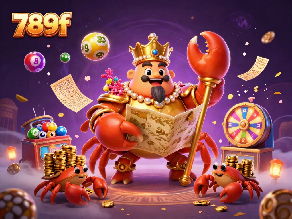 Engage with the vibrant world of 789f featuring a whimsical crab emperor and dynamic lottery elements