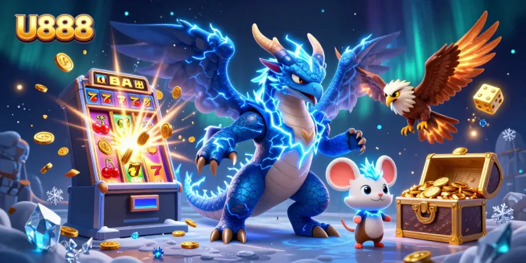 Join U888 players in an exciting jackpot celebration with dynamic casino elements.