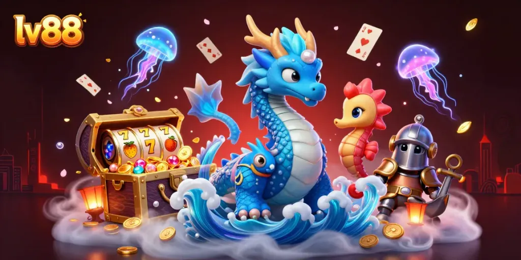 Spin the reels at lv88 with futuristic gaming elements and vibrant underwater characters.