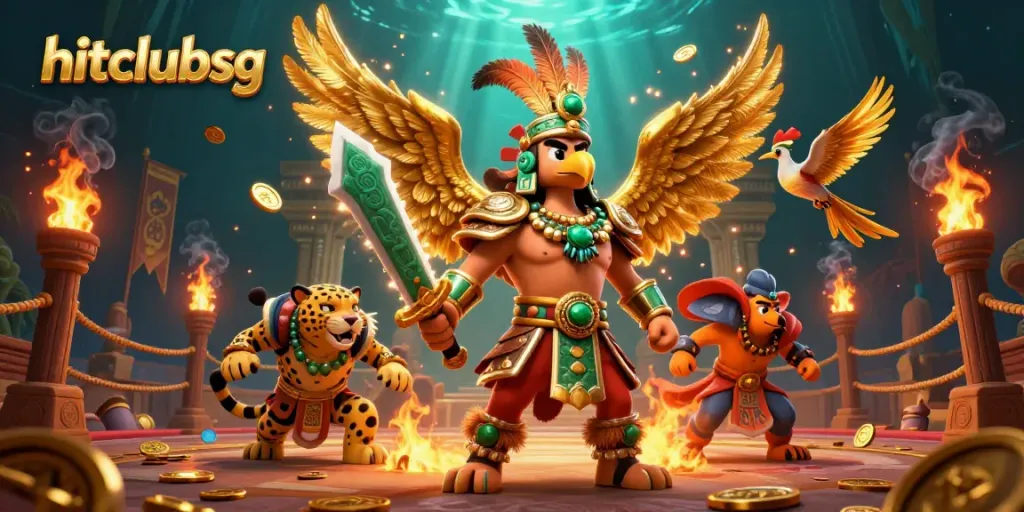 Engage in thrilling gameplay at hitclubsg with Aztec warriors in an epic casino scene.