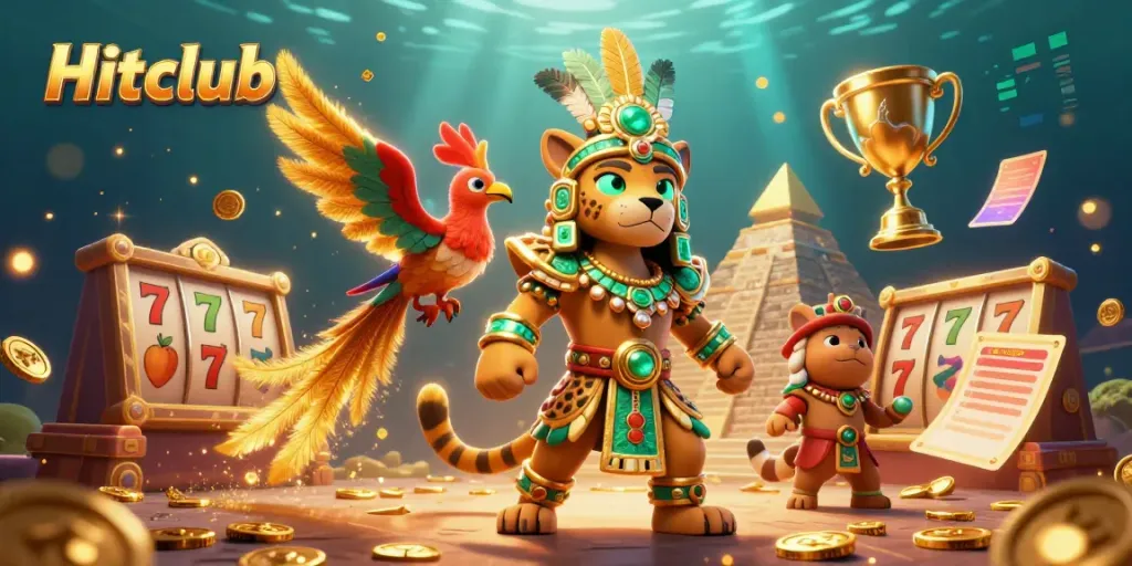 Experience thrilling gameplay with Hitclub's vibrant 3D visual featuring an electrifying Mayan gambling aesthetic.