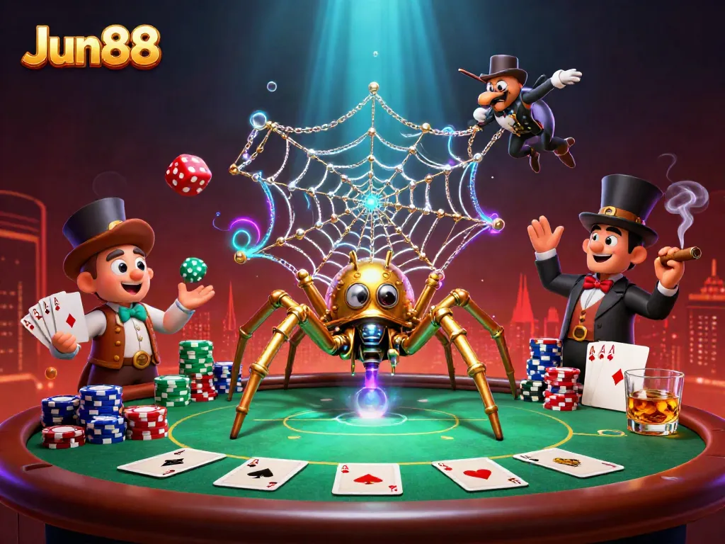 Experience thrilling moments with Jun88's dynamic casino scene featuring poker elements and steampunk designs.