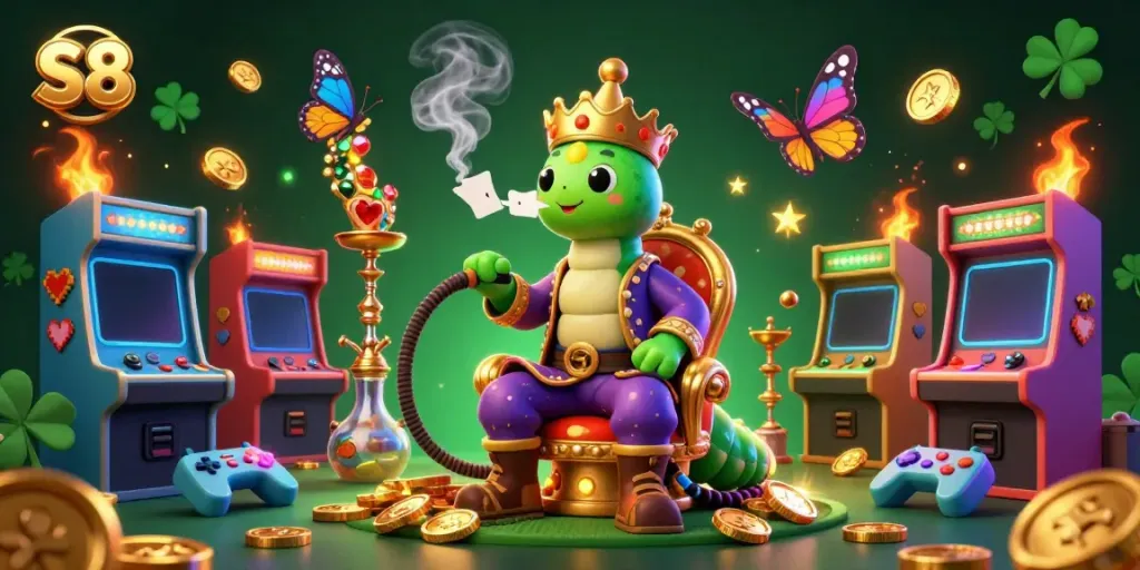 S8-themed 3D casino illustration with vibrant characters and poker elements promotes engaging gameplay.