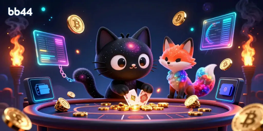 Engage in thrilling gameplay with BB44 as the black hole cat and nebula fox attract golden chips in this cosmic casino.
