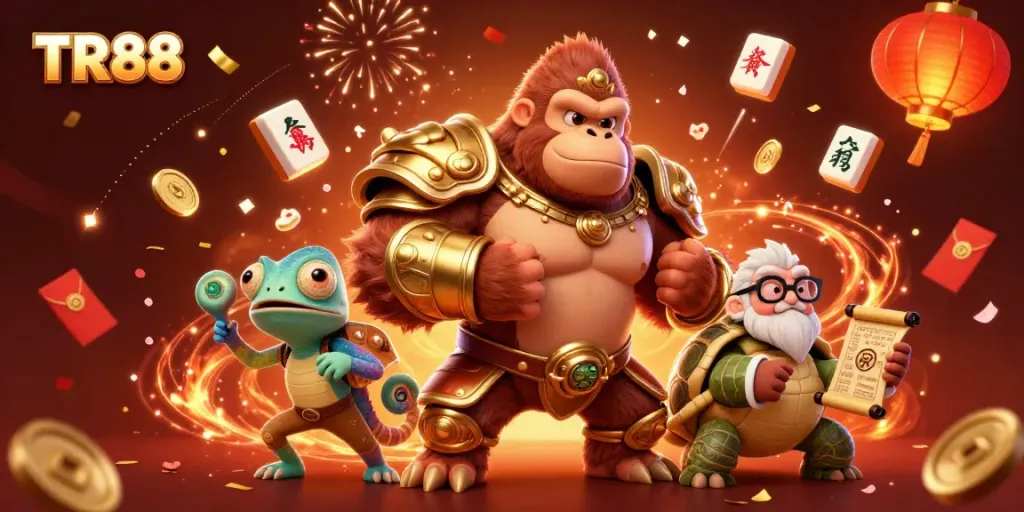 Experience thrilling gambling adventures with TR88 featuring a king gorilla and magical elements.
