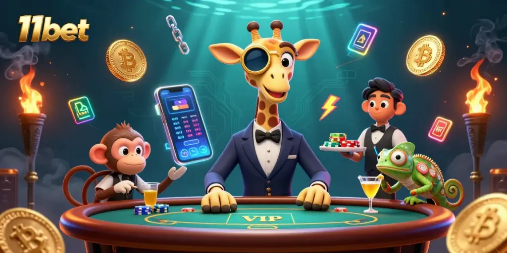 Experience 11bet's thrilling world of gambling with high-roller giraffe and captivating game elements.