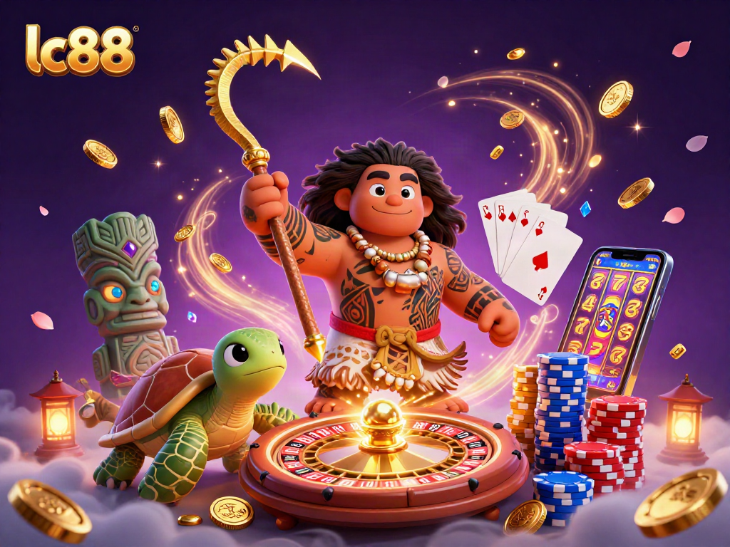 Experience thrilling gameplay with lc88's vibrant 3D casino illustration featuring a stunning hawk and treasures.