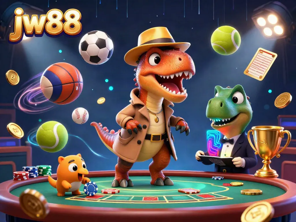 Engage in thrilling gaming at JW88 with a velociraptor card counter and stegosaurus pit boss at the blackjack table.