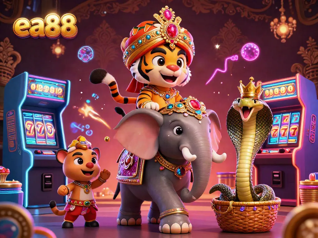 Experience thrilling gameplay at ea88 with a vibrant 3D cartoon illustration emphasizing casino excitement.