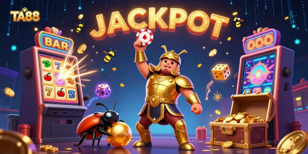 Engage with TA88's unique gaming experience featuring vibrant characters and explosive casino action.