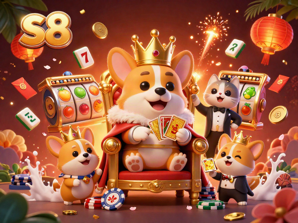 Experience exciting gaming at s8 with a playful royal corgi scene featuring enthralling slot elements.