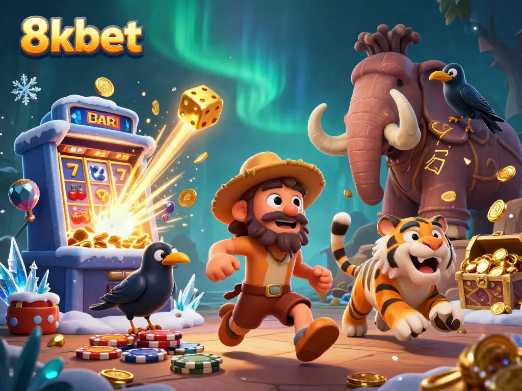 Experience thrilling gaming action with 8xbet in this vibrant, dynamic casino scene.