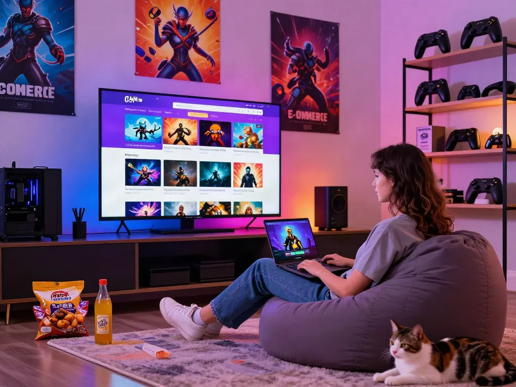Browse games at warung168 in a vibrant digital storefront setup