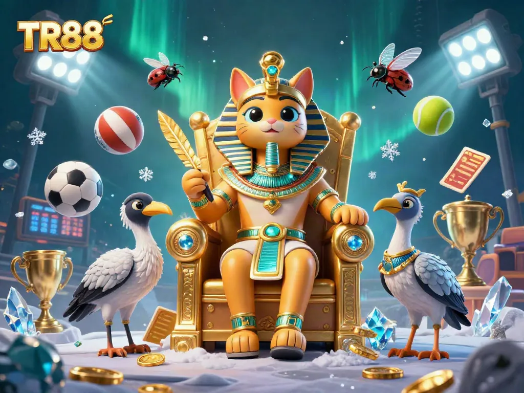 Engage with TR88's thrilling gaming experience featuring dynamic sports elements and vibrant illustrations.