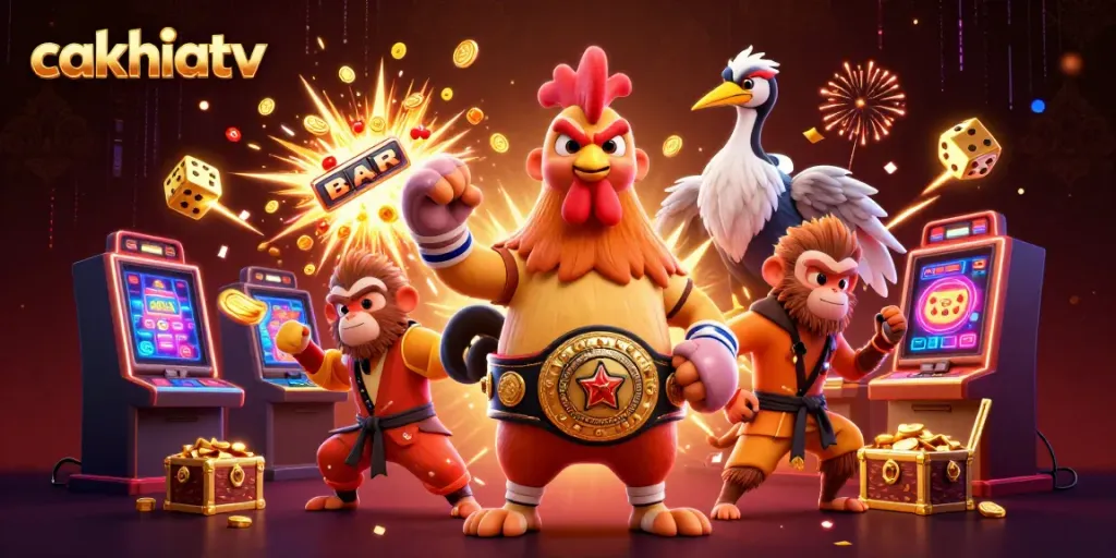 Bet on CakhiaTV with exciting game elements, vibrant characters, and a rich casino atmosphere.