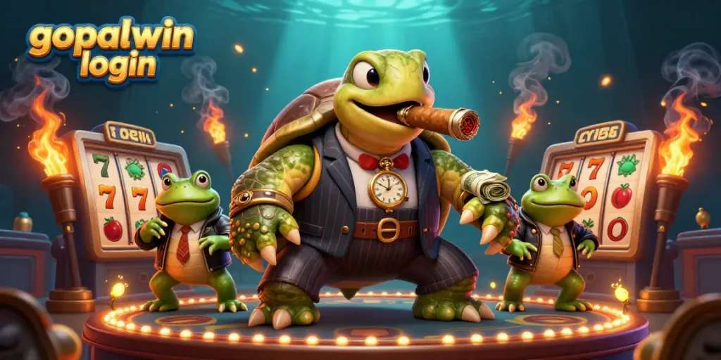 Experience winning excitement with gopalwin login featuring a casino scene with dynamic 3D characters and slot elements.