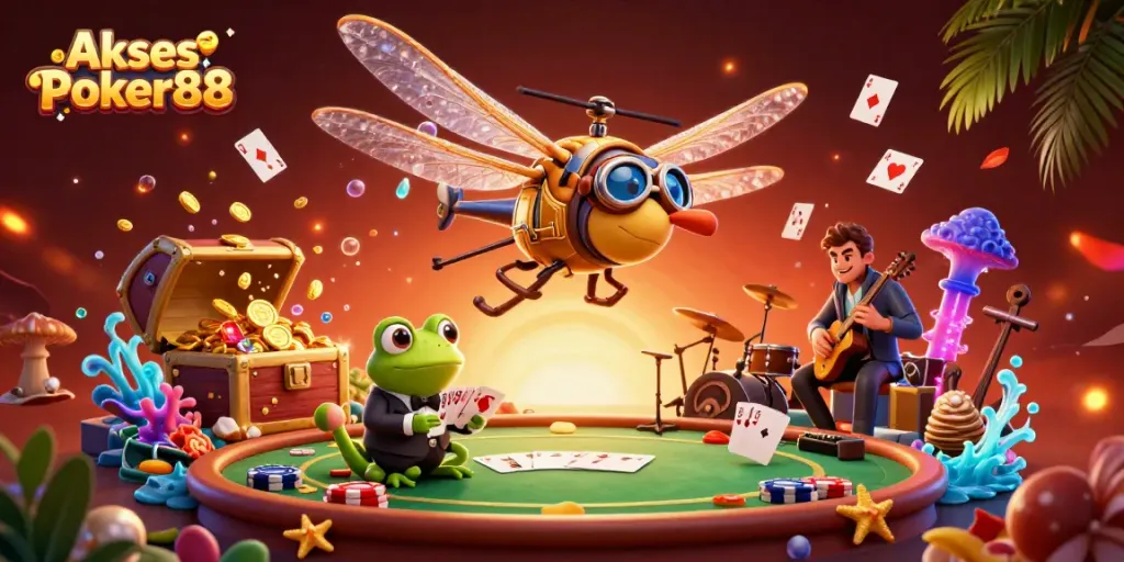 Experience Akses Poker88 with dynamic characters engaging in a vibrant casino environment.