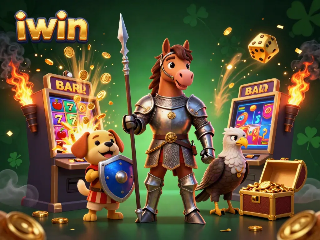 Experience the excitement of iwin with medieval characters and casino elements in 3D.