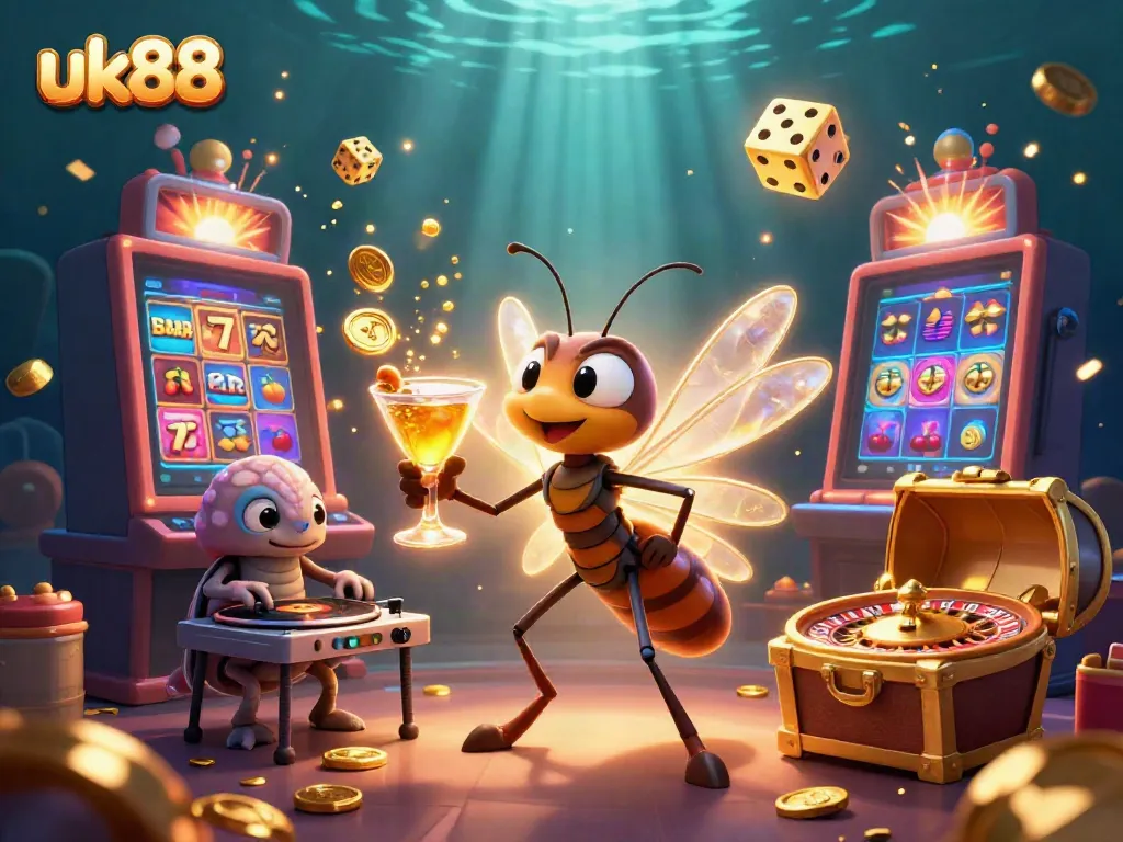 Experience thrilling gameplay at uk88 with a capivating casino scene featuring colorful games and vibrant characters.