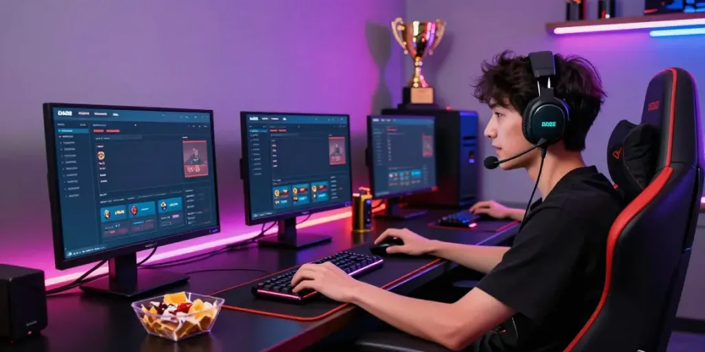 DA88 online gaming experience with a player engaging on multiple screens.
