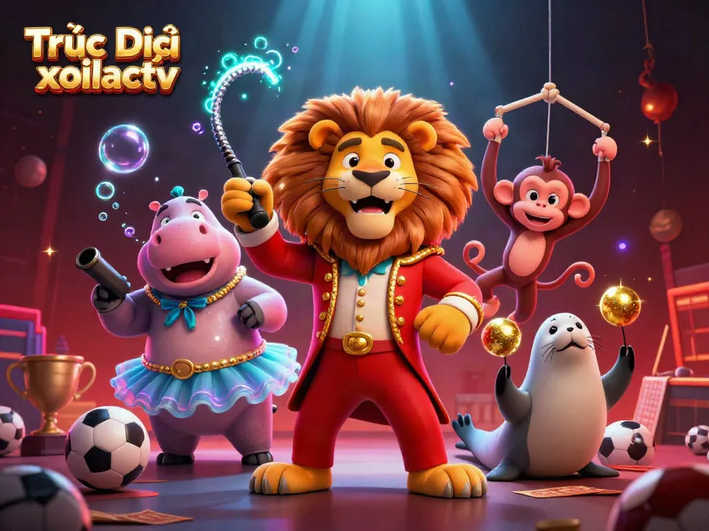 Experience intense sports betting action with Trực Tiếp xoilactv, featuring vibrant 3D characters and dynamic elements.