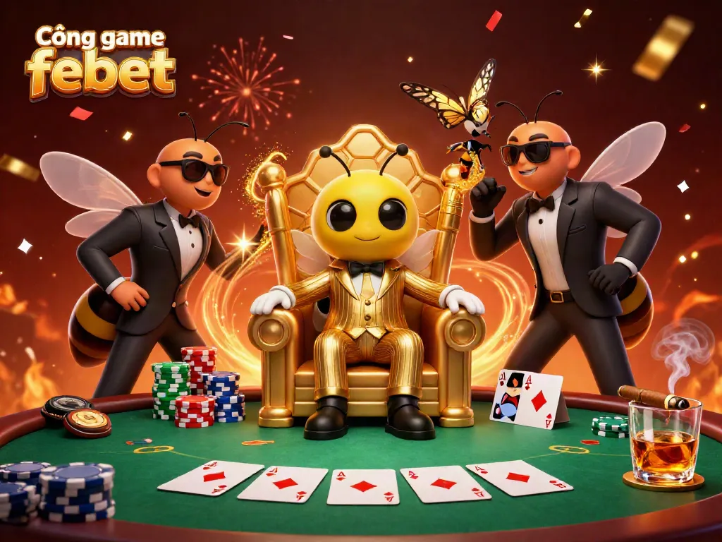 Experience the excitement at Cổng game febet with vibrant gaming elements and dynamic casino atmosphere.