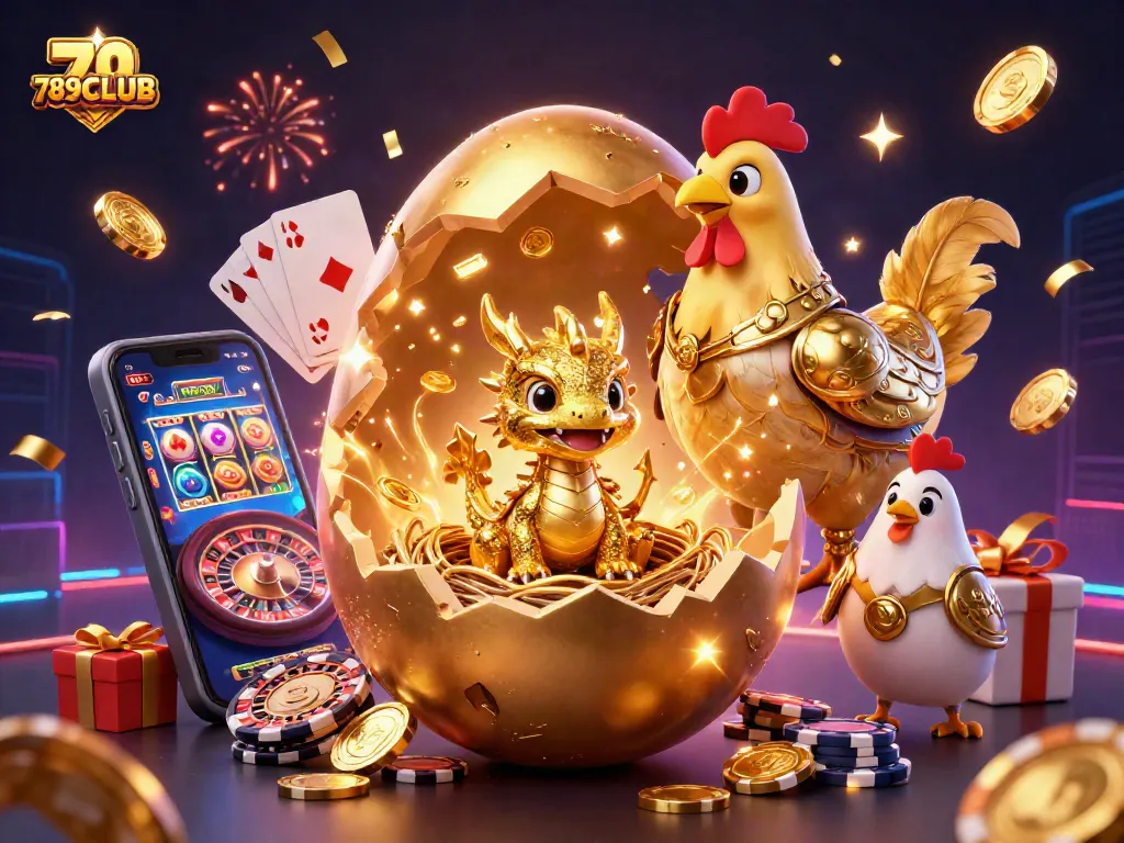 Experience thrilling gameplay at 789CLUB with vibrant 3D illustrations of dragon-themed slot games.