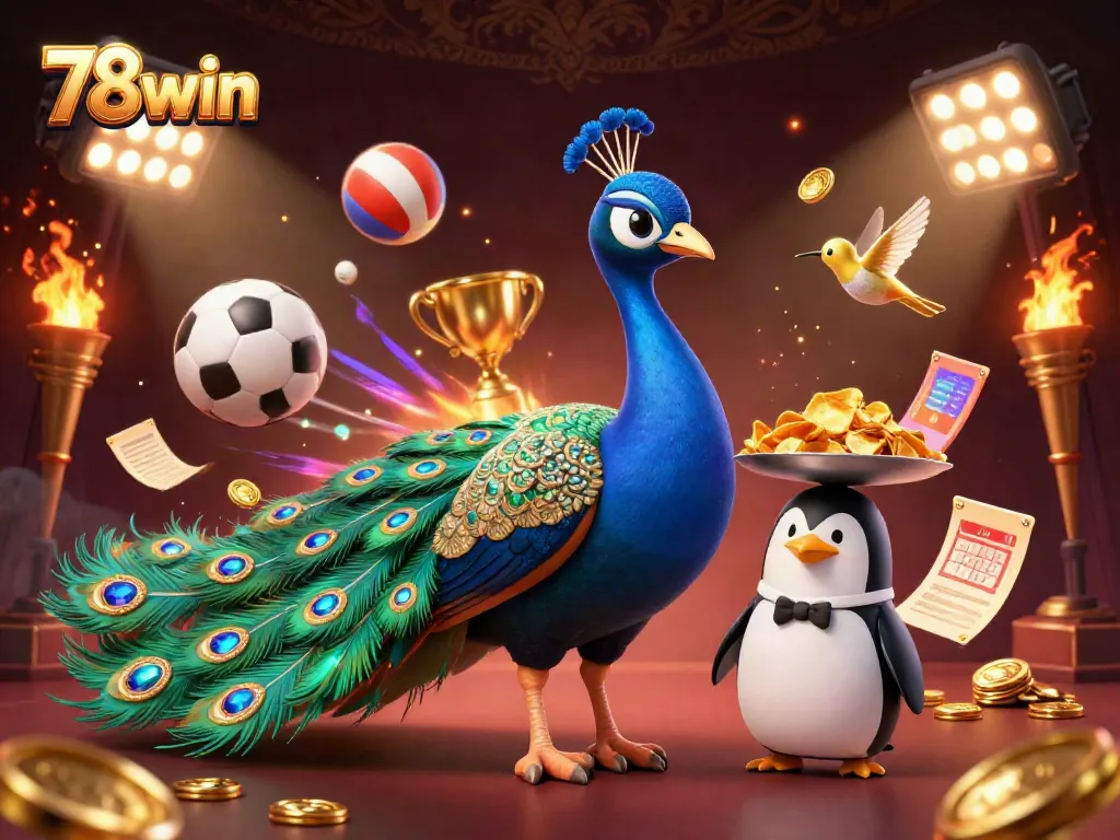 Engage in thrilling tasks at 78win with energized characters in a vibrant 3D casino scene.