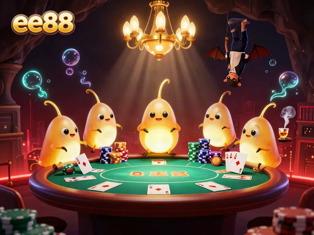 Experience the dazzling ee88 casino illuminated by glowworms in this vibrant 3D illustration.