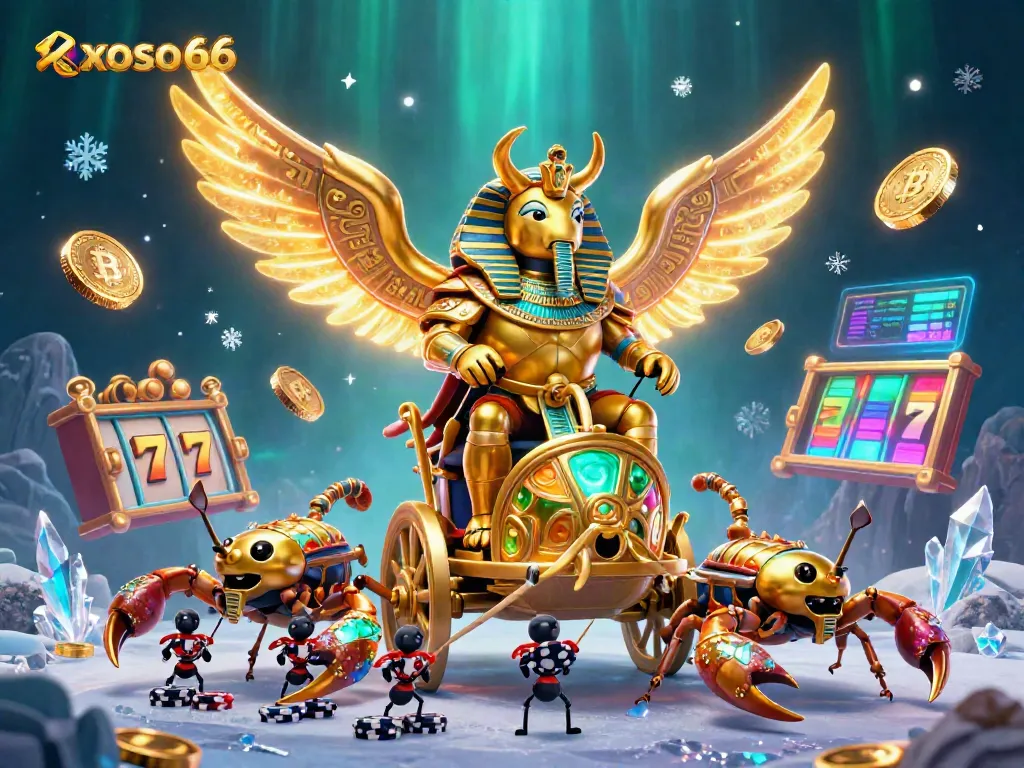 Experience thrilling jackpots with xoso66 as a golden scarab leads a dynamic casino scene.