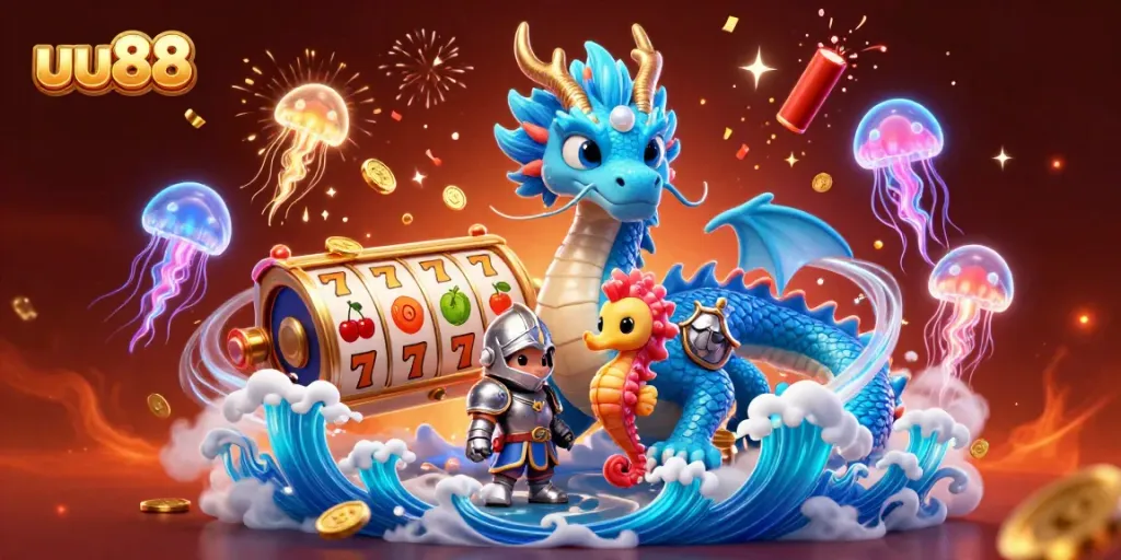 Spin the reels with uu88's stunning slot adventure, featuring vibrant characters and dynamic elements.
